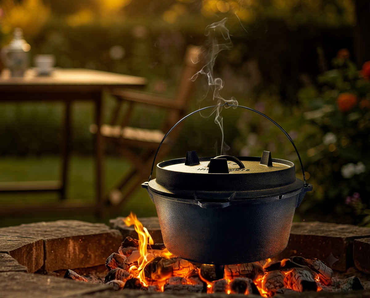 Iron Taste dutch oven cooking over fire