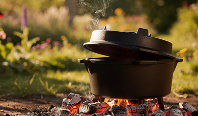 IRON TASTE Dutch Oven cooking over fire